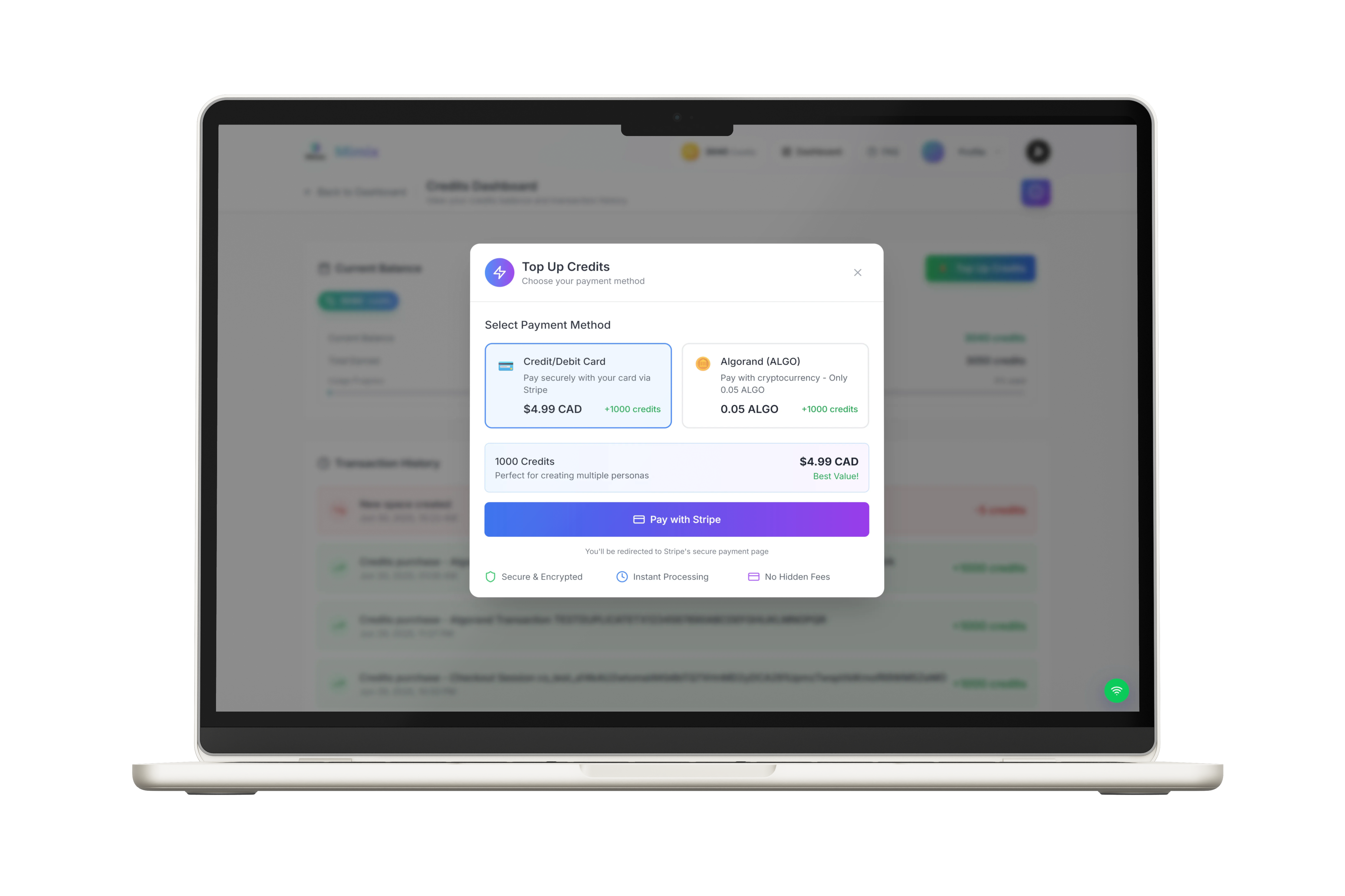 Mimix Credits Payment